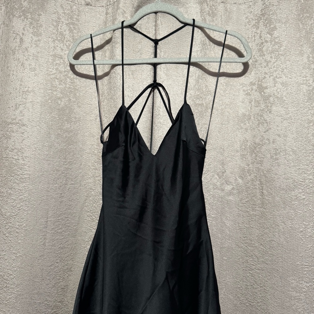 Zara Black Backless Satin Dress - Picture 7 of 7